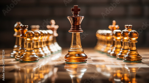 Chess pieces on a chessboard. The concept of business strategy.