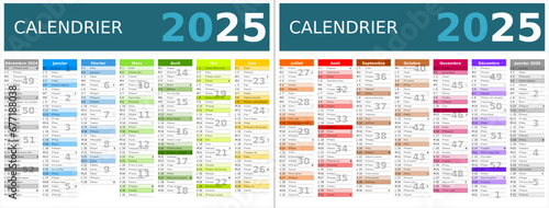 Calendrier 2025 14 mois au format 320 x 420 mm recto verso entièrement modifiable via calques et texte sans serif