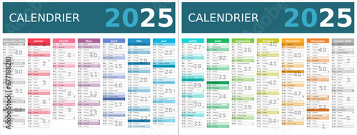 Calendrier 2025 14 mois au format 320 x 420 mm recto verso entièrement modifiable via calques et texte sans serif