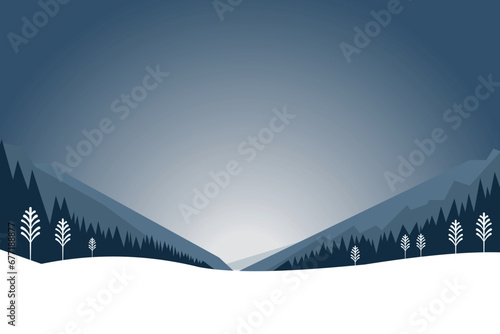 Wallpaper Mural miniml winter landscape nature hill and tree with mountain poster banner illustration Torontodigital.ca
