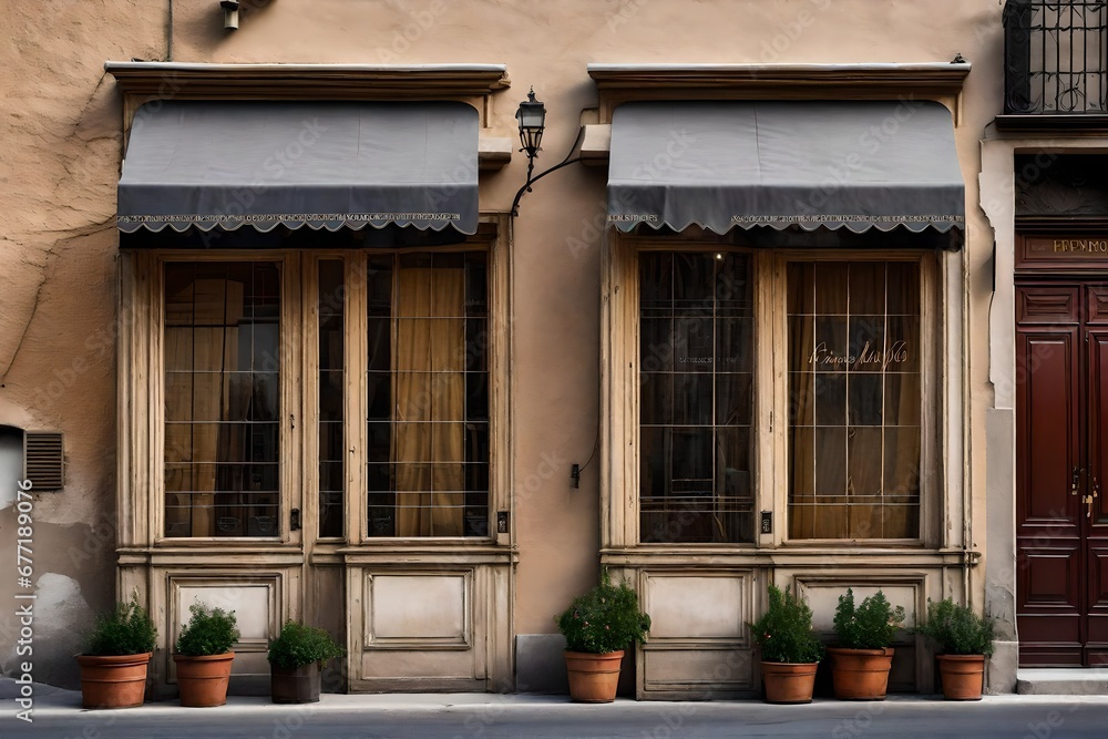 vintage wooden shop facades from europe , small village storefront vitrine