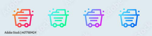 Mining cart line icon in gradient colors. Mine signs vector illustration.
