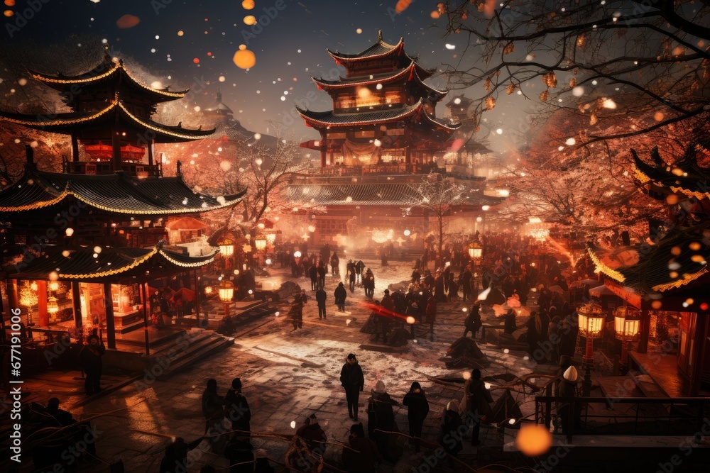 Beijing Temple Fair - obrazy, fototapety, plakaty 