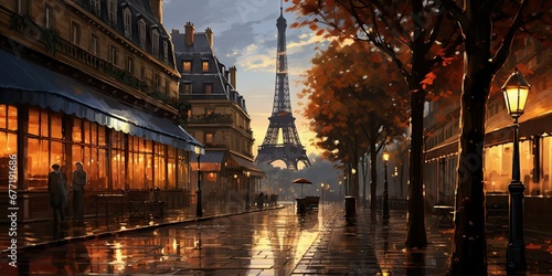 Quiet Paris Street at Dawn