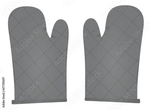Grey cooking gloves. vector illustration