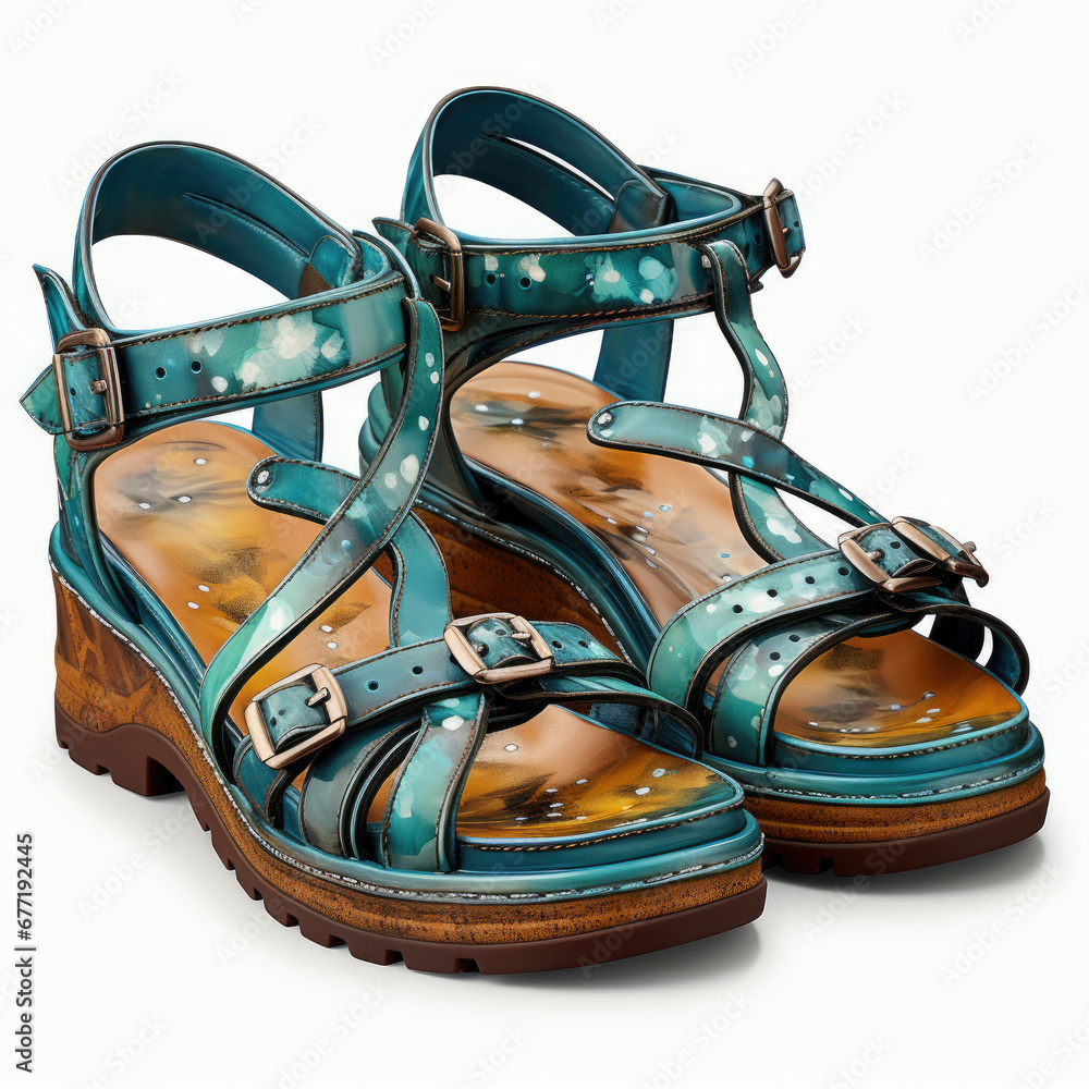 watercolor Sandals shoe clipart, Generative Ai watercolor Sandals shoe clipart, Generative Ai