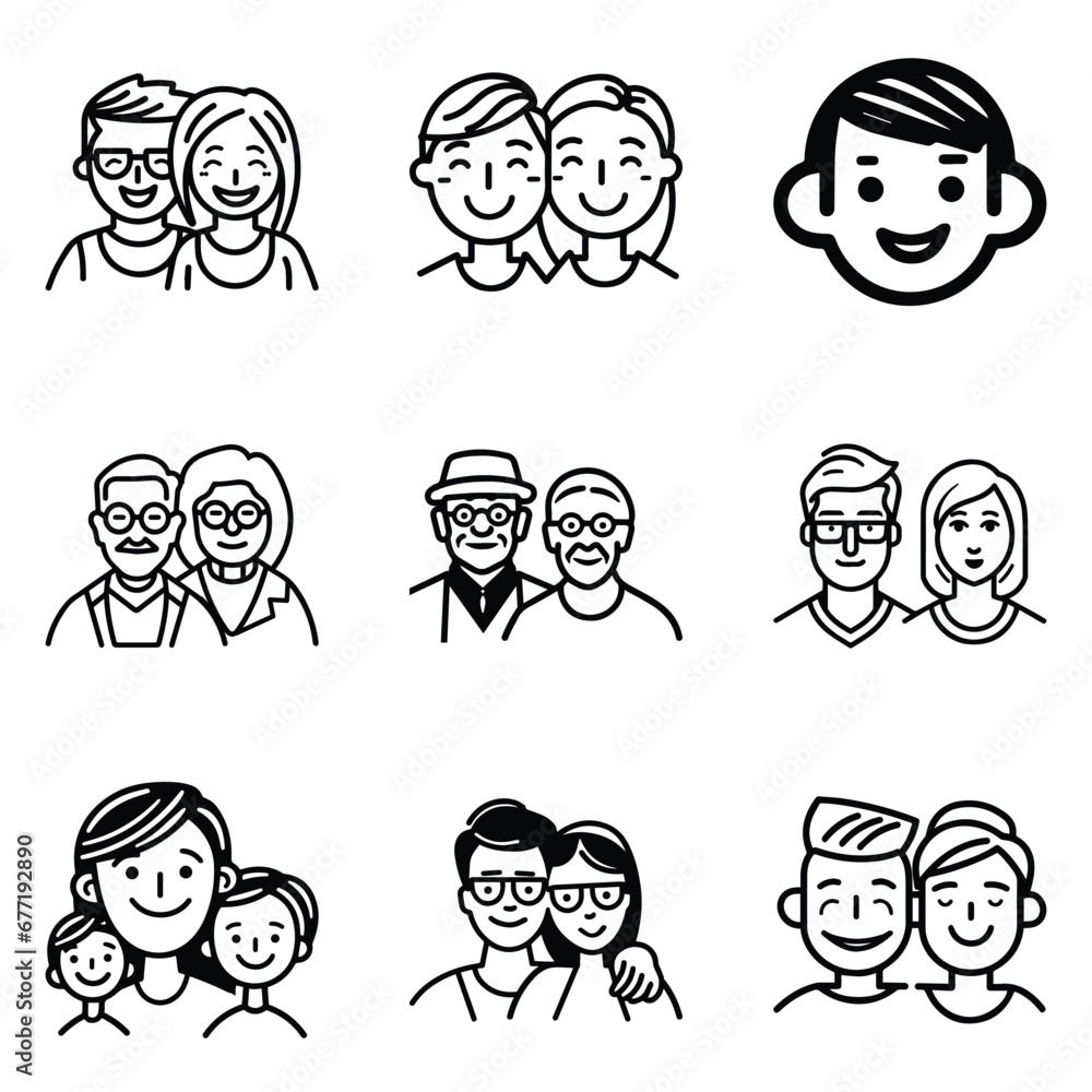 Peoples Flat Icon Set Isolated On White Background Peoples Flat Icon Set Isolated On White Background