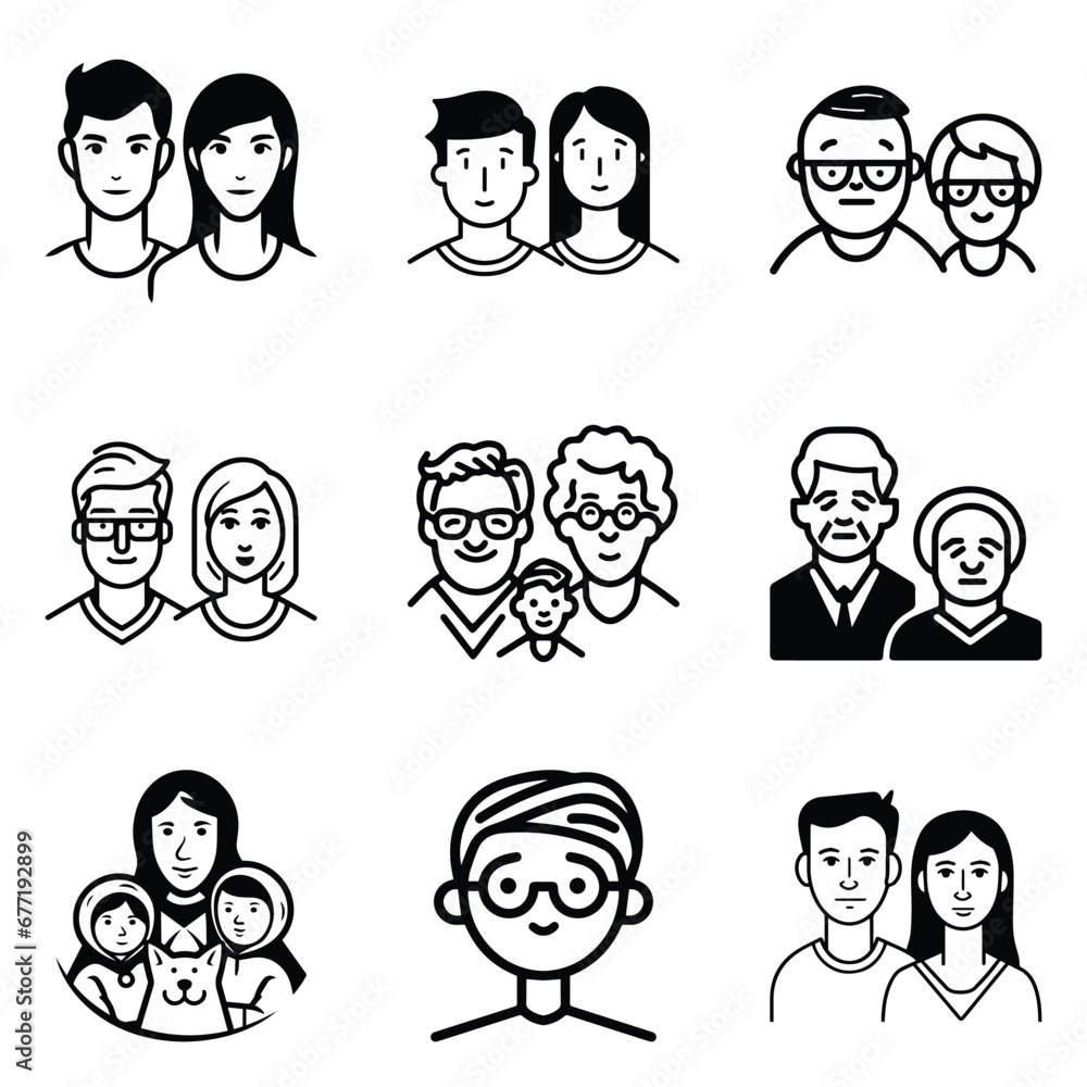 Peoples Flat Icon Set Isolated On White Background Peoples Flat Icon Set Isolated On White Background
