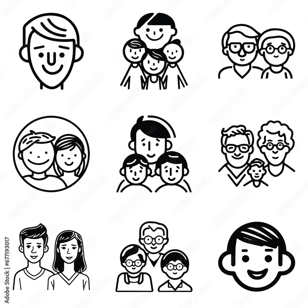 Peoples Flat Icon Set Isolated On White Background