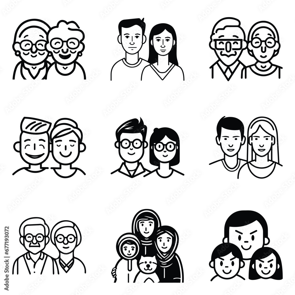 Peoples Flat Icon Set Isolated On White Background Peoples Flat Icon Set Isolated On White Background