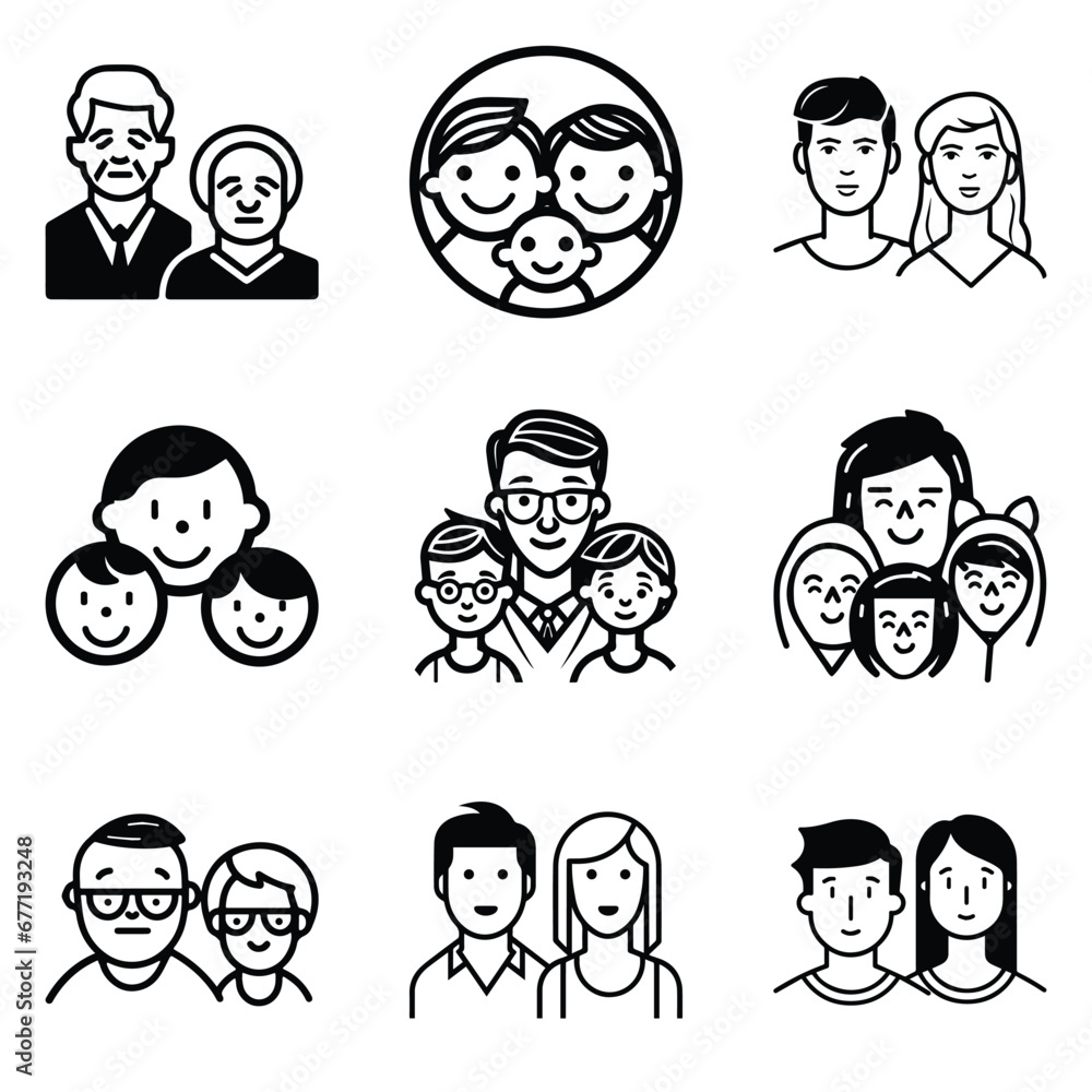 Peoples Flat Icon Set Isolated On White Background Peoples Flat Icon Set Isolated On White Background