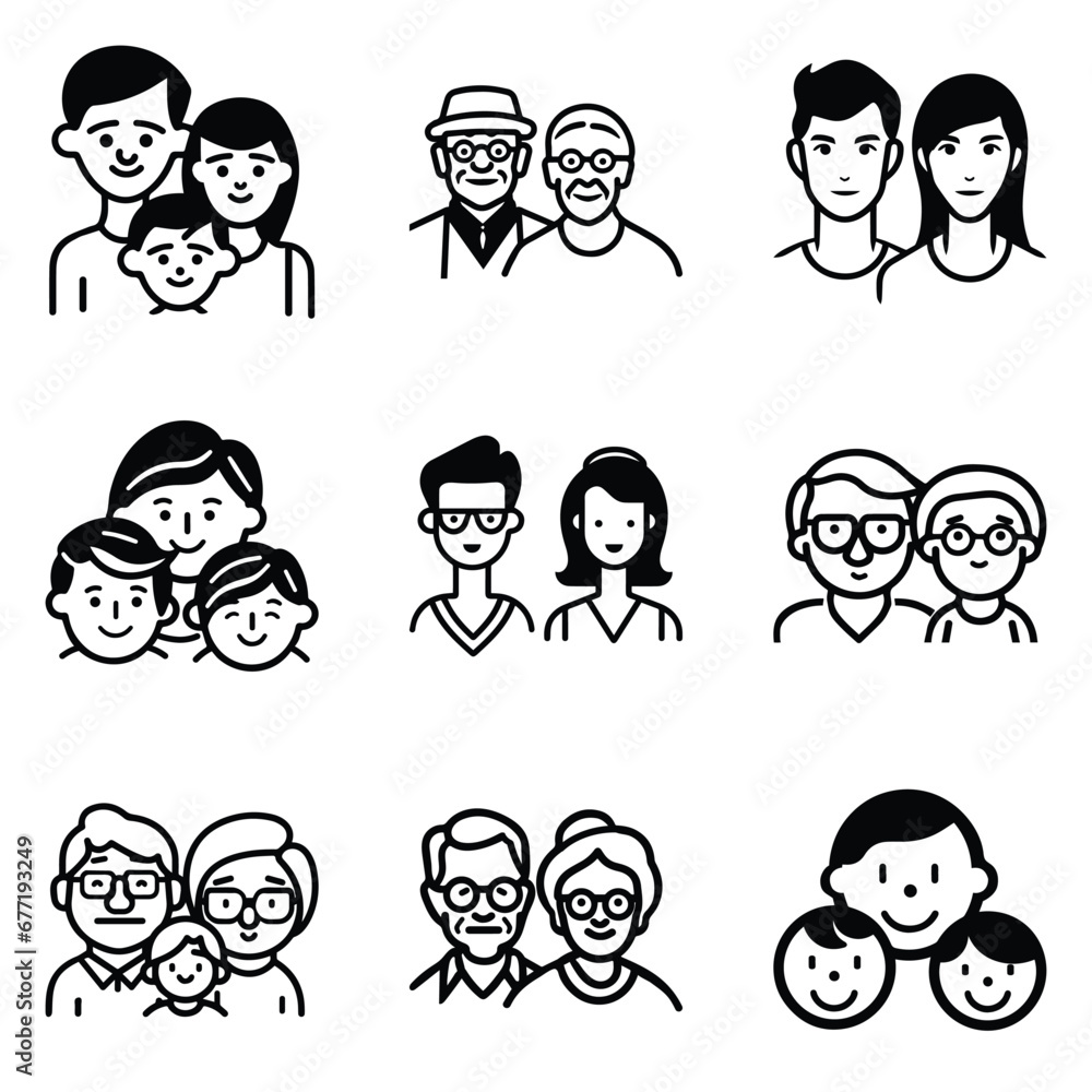 Peoples Flat Icon Set Isolated On White Background Peoples Flat Icon Set Isolated On White Background