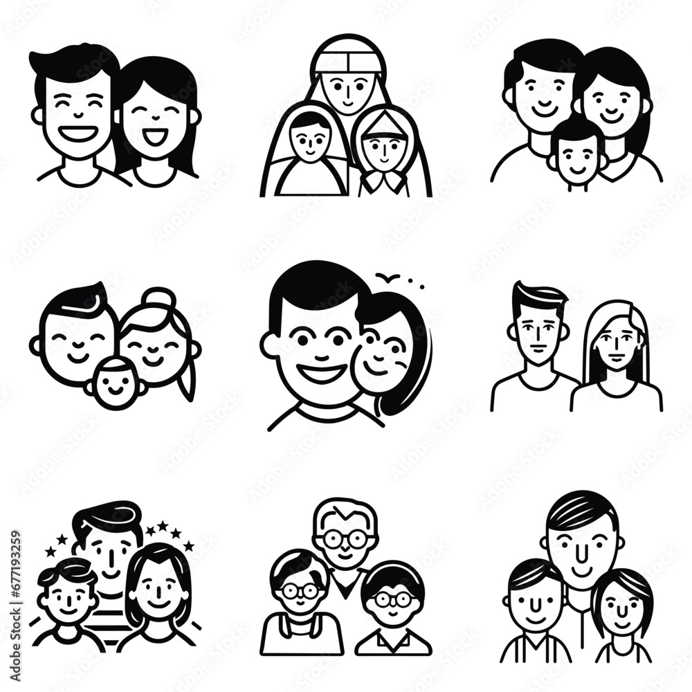 Fototapeta premium Peoples Flat Icon Set Isolated On White Background