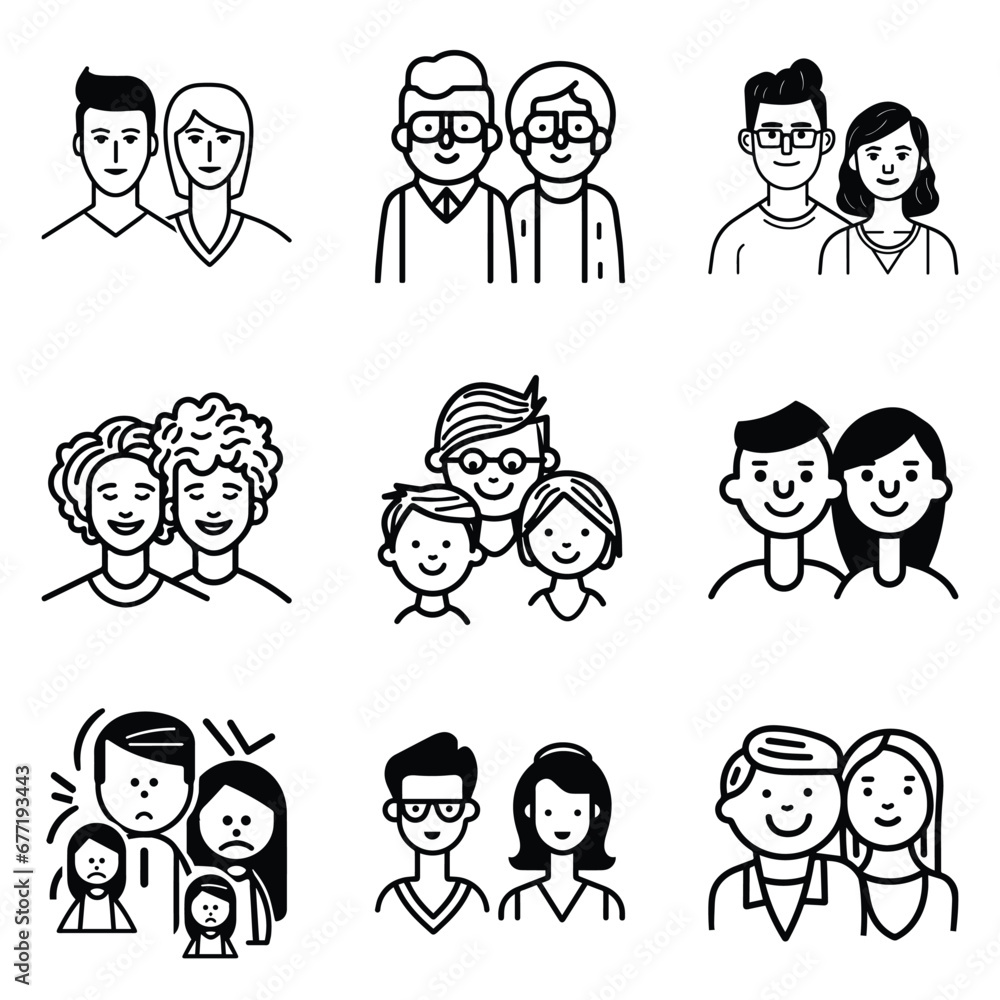 Peoples Flat Icon Set Isolated On White Background Peoples Flat Icon Set Isolated On White Background