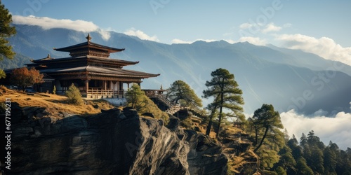 Wooden Temple in Bhutan photo
