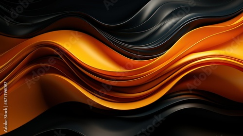 Abstract wavy background with black and orange colors