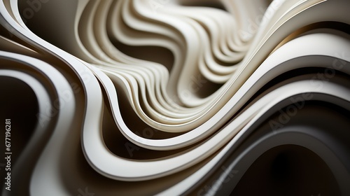 Abstract background with white and brown paper layers.