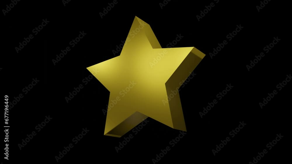 Rotating golden star on a black background 3D render. Rotating golden star on a black background 3D render.