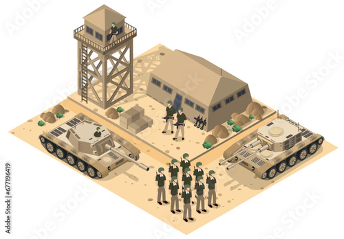 Module object element for building design army armed troop isometric