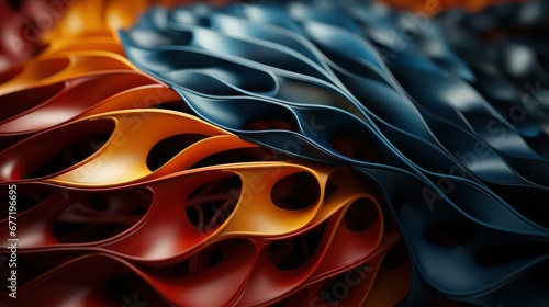 Abstract fractal shapes in black and orange colors