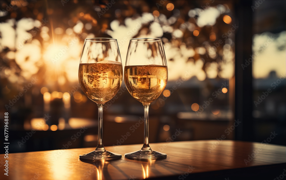 Wine glasses at holiday party,created with Generative AI tecnology. Wine glasses at holiday party,created with Generative AI tecnology.