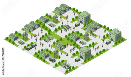Module object element for building design army armed troop isometric