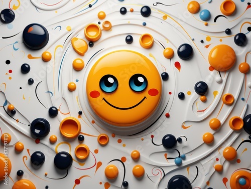 Happy smiley on abstract background.