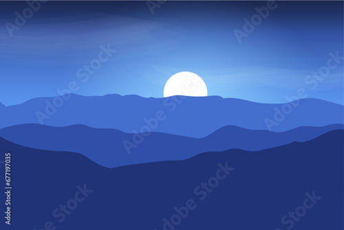Mountain landscape at night background