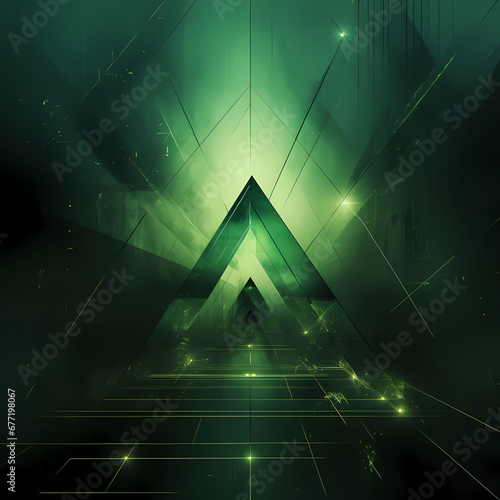 Geomagnetic elegance a fascinating abstract background interspersed with vibrant green triangles