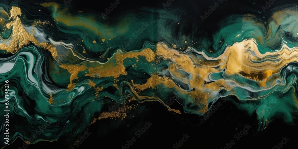 Pattern of marble texture in emerald green with black colors and golden powdered splashes. Pattern of marble texture in emerald green with black colors and golden powdered splashes.