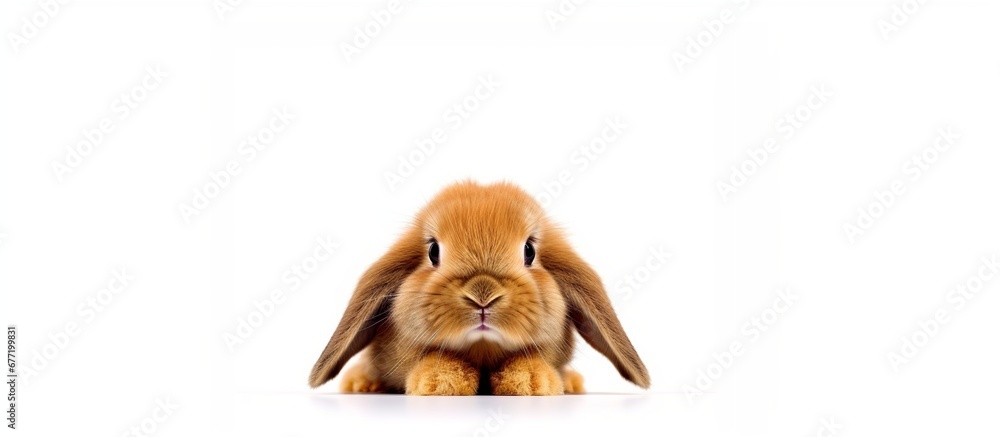 Close-up view of a cute brown Holland Lop rabbit on a white background Close-up view of a cute brown Holland Lop rabbit on a white background