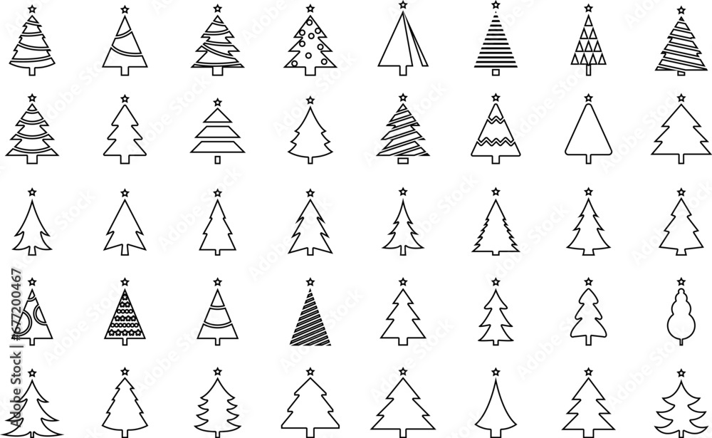 Christmas tree, spruce, pine line icon vector image.