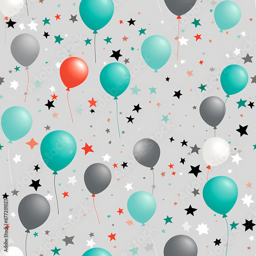 colorful party balloons and stars pattern