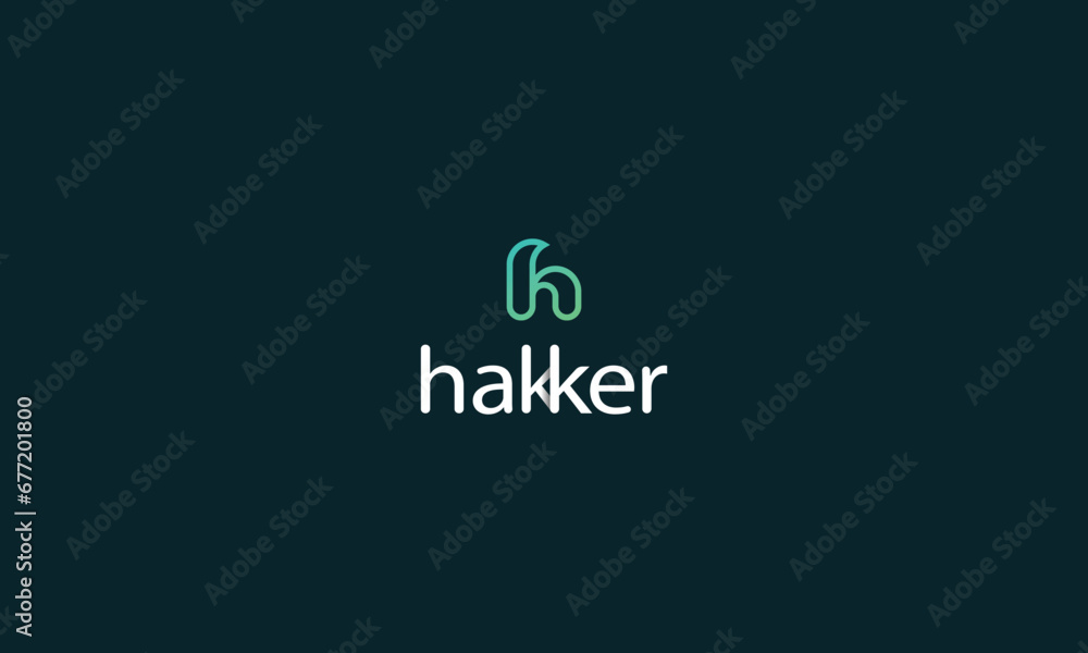 Letter h line art green colour modern minimal logo Letter h line art green colour modern minimal logo