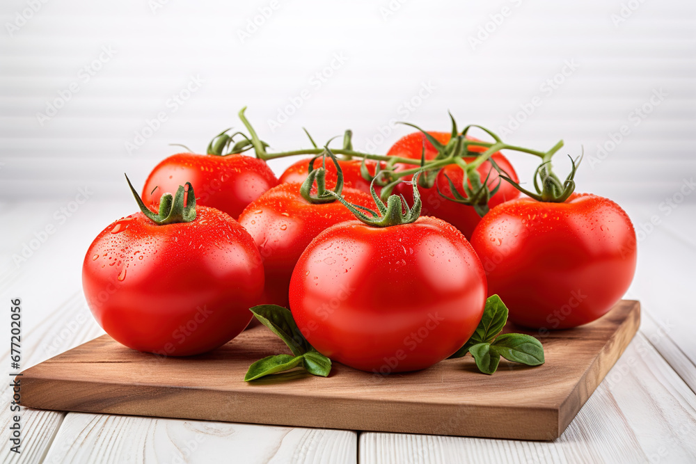 Red Tomatoes on Wooden Table. Bunch of Ripe Tomatoes Red Tomatoes on Wooden Table. Bunch of Ripe Tomatoes