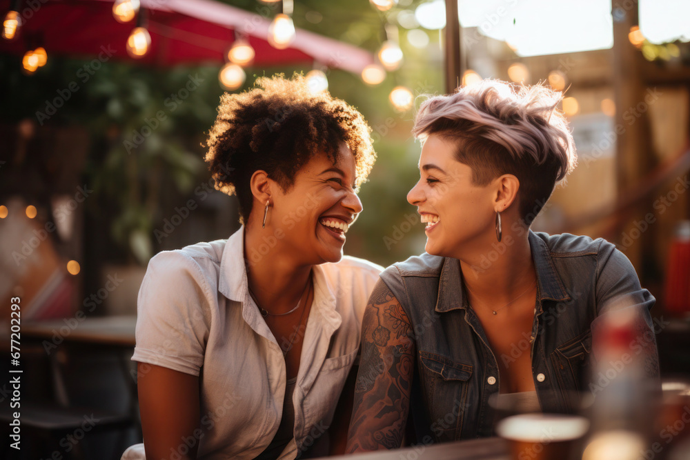 Portrait of two powerful lesbian women, LGBTQ acceptance Portrait of two powerful lesbian women, LGBTQ acceptance