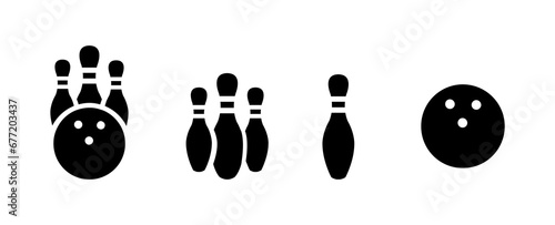 Bowling icon vector for web bowling ball and pin sign and symbol. photo