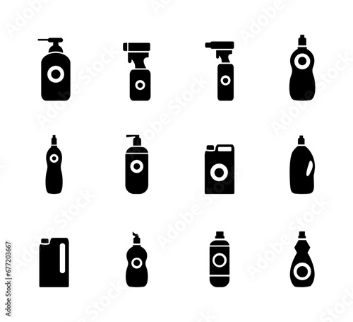 Spray bottle icon set, Spray cans isolated flat line icons vector.
