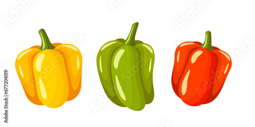 bell pepper set on white background. colorful vegetables collection