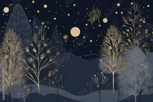 Festive Illustration Wonderland: A Creative Blend of Christmas and New Year Decorations Ready for Your Special Messages