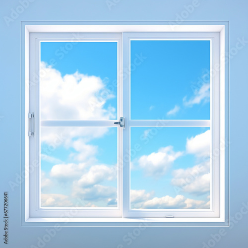 white window with blue sky