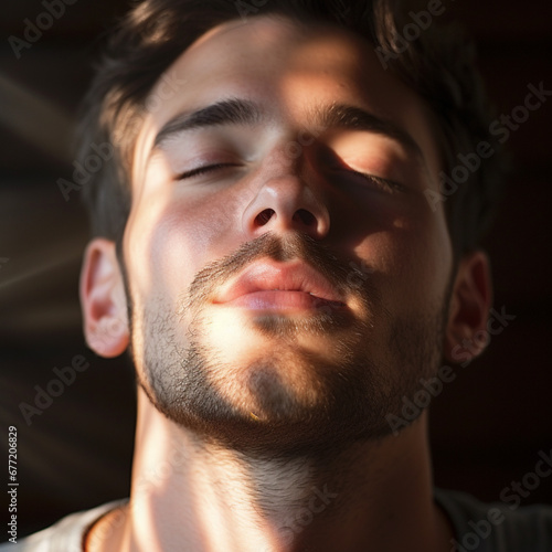 a man rest with his eyes closed in sunlight