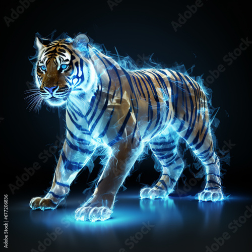 a tiger in blue light on dark background © alex