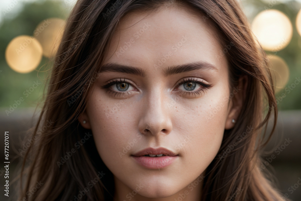 Close up portrait of a beautiful young brunette woman with brown eyes. Close up portrait of a beautiful young brunette woman with brown eyes.