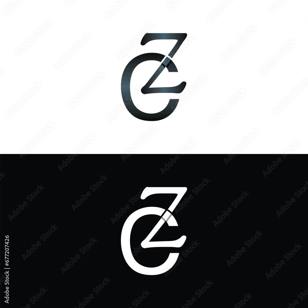 Letter CZ luxury modern monogram logo vector design, logo initial vector mark element graphic illustration design template - obrazy, fototapety, plakaty 