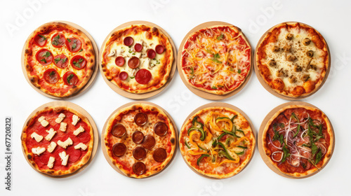 Assortment of different types of pizza