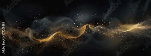 Dark grey luxury abstract background with golden partic