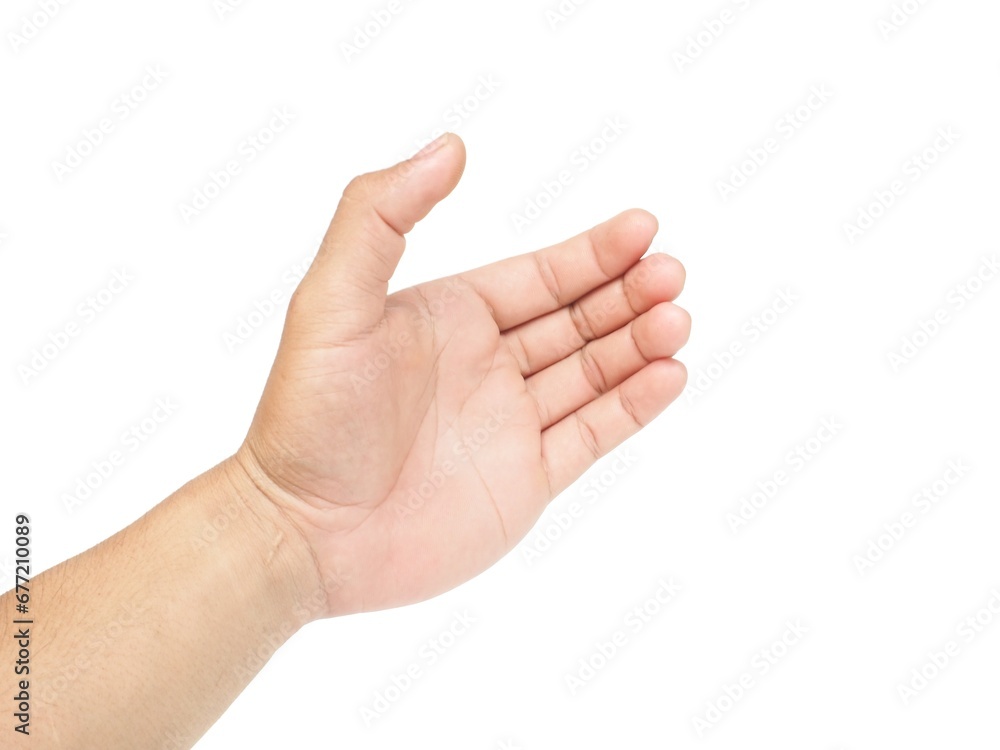 Men's hands making gestures like is holding something such as a phone or a water bottle Isolated on white background. Men's hands making gestures like is holding something such as a phone or a water bottle Isolated on white background.