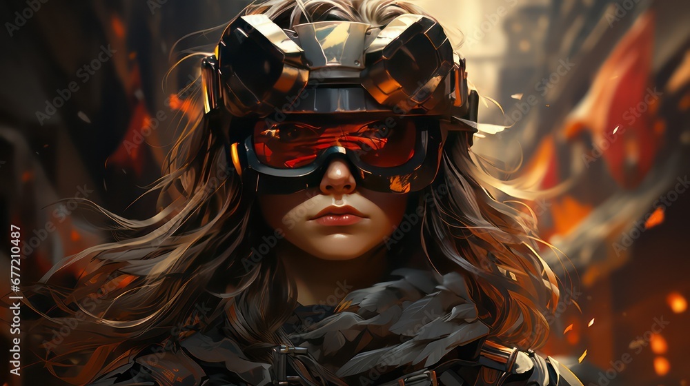 Portrait of a woman in futuristic helmet Portrait of a woman in futuristic helmet