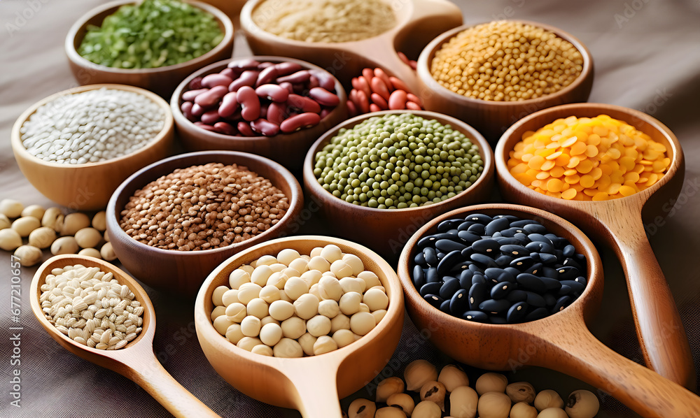 A variety of dried legumes are arranged in a bowl on a marble table. A variety of dried legumes are arranged in a bowl on a marble table.